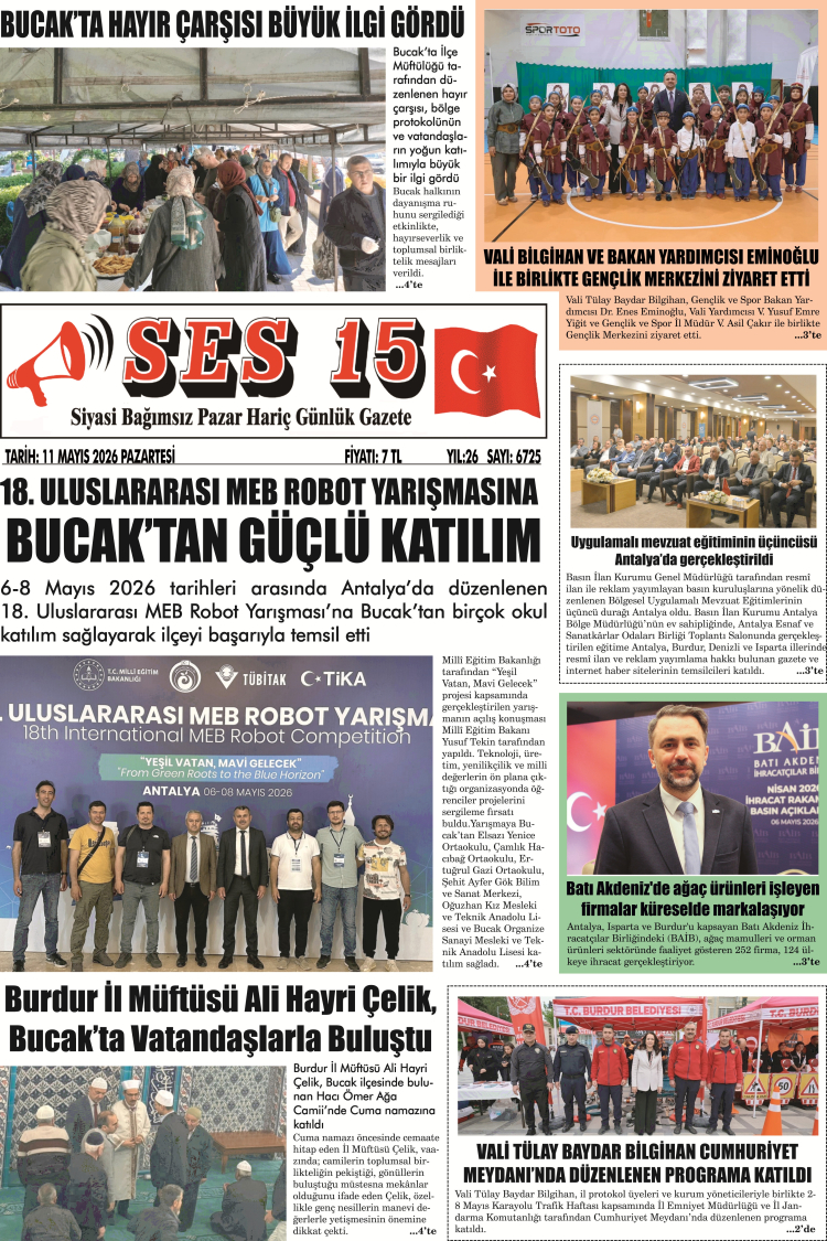Ses 15 Gazetesi 11 Mayıs 2026
