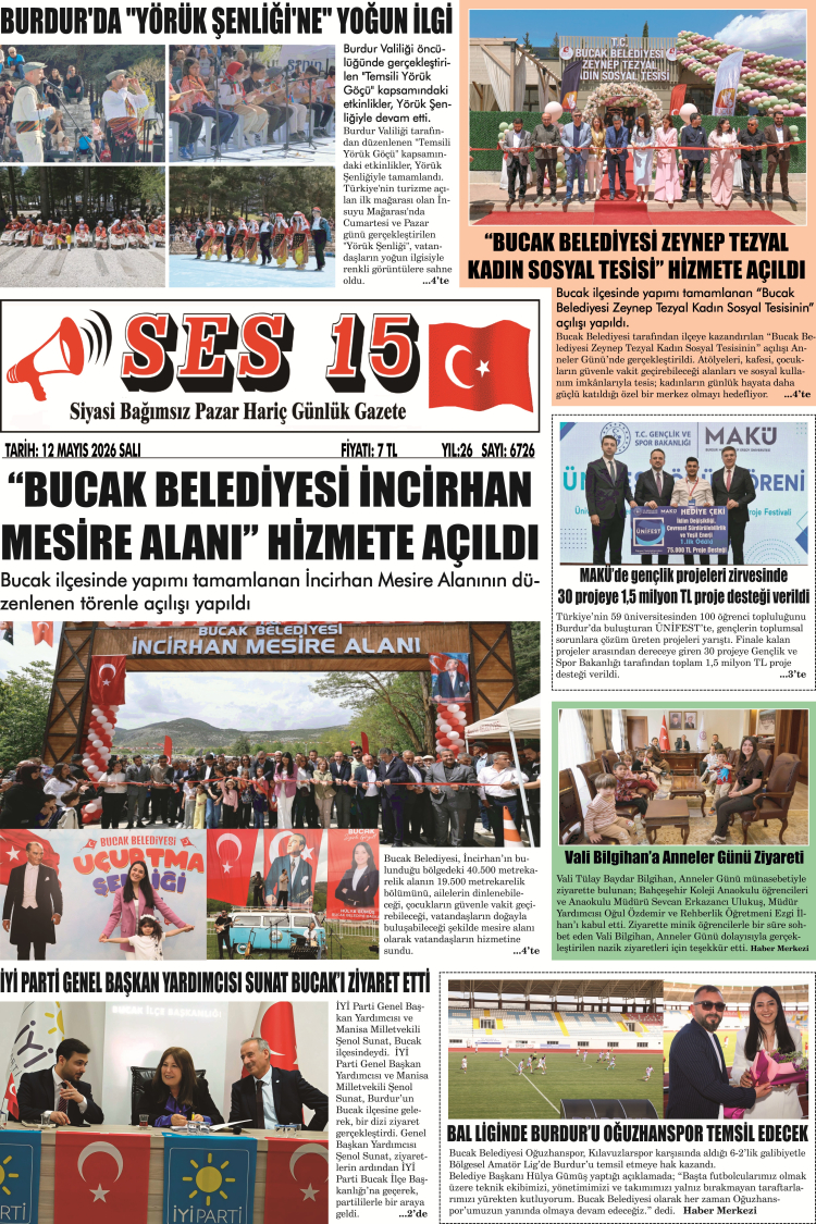 Ses 15 Gazetesi 12 Mayıs 2026