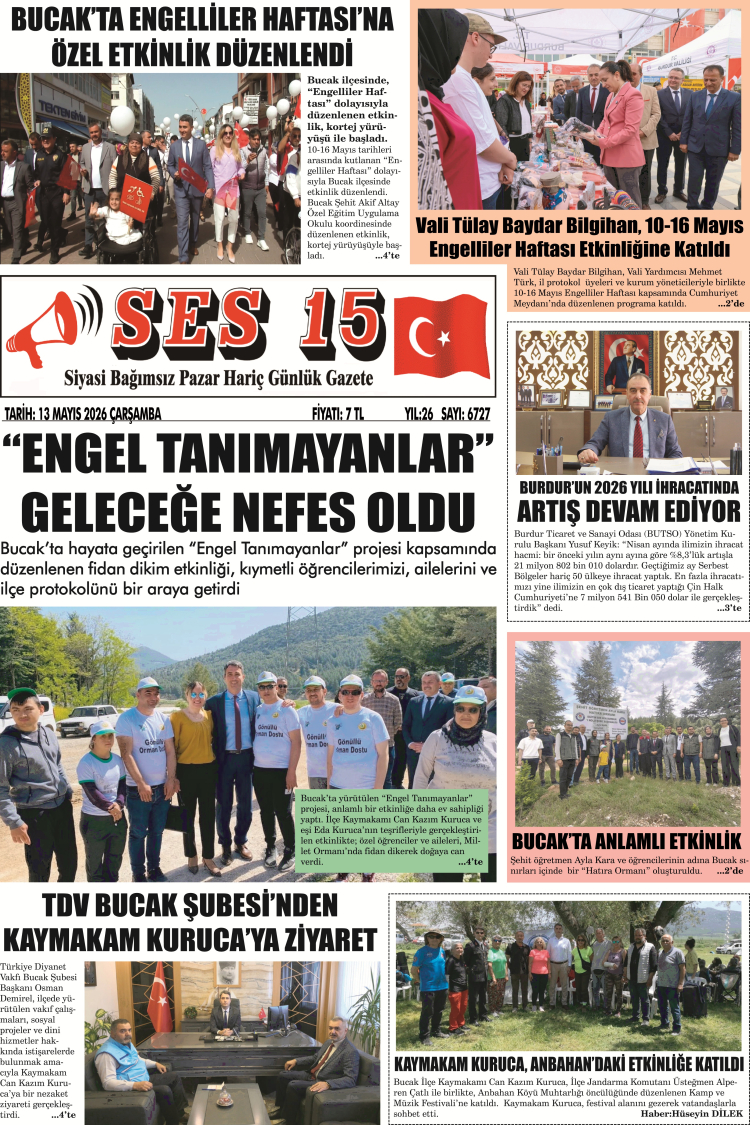 Ses 15 Gazetesi 13 Mayıs 2026