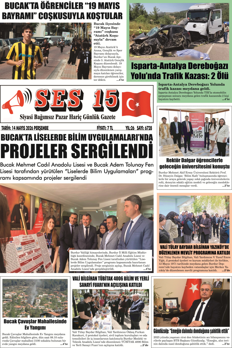 Ses 15 Gazetesi 14 Mayıs 2026