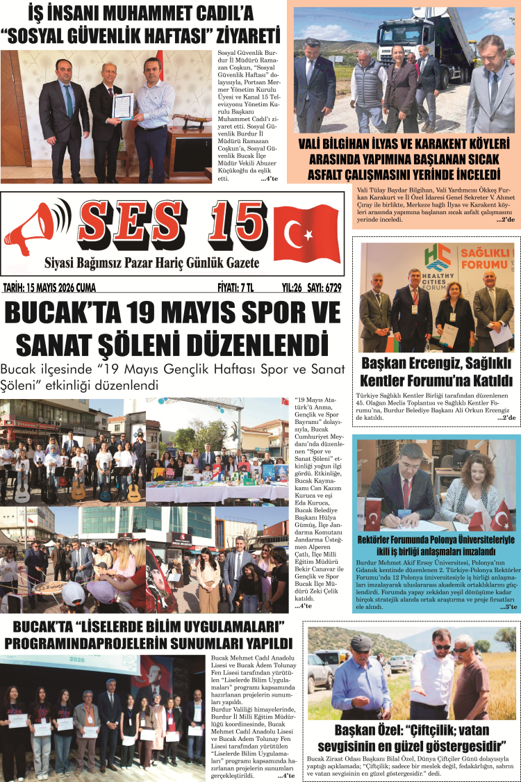 Ses 15 Gazetesi 15 Mayıs 2026