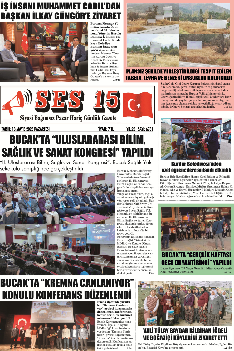 Ses 15 Gazetesi 18 Mayıs 2026