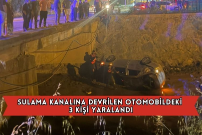 Sulama Kanalına Devrilen Otomobildeki 3 Kişi Yaralandı