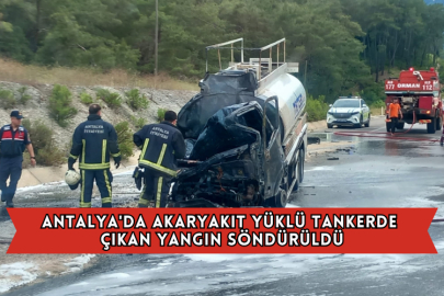 Antalya'da Akaryakıt Yüklü Tankerde Çıkan Yangın Söndürüldü