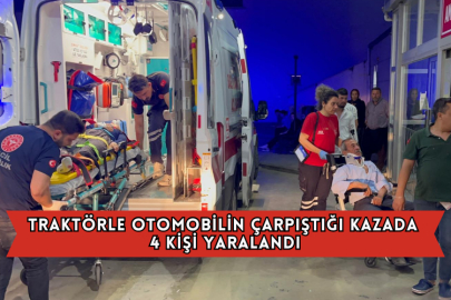 Traktörle Otomobilin Çarpıştığı Kazada 4 Kişi Yaralandı