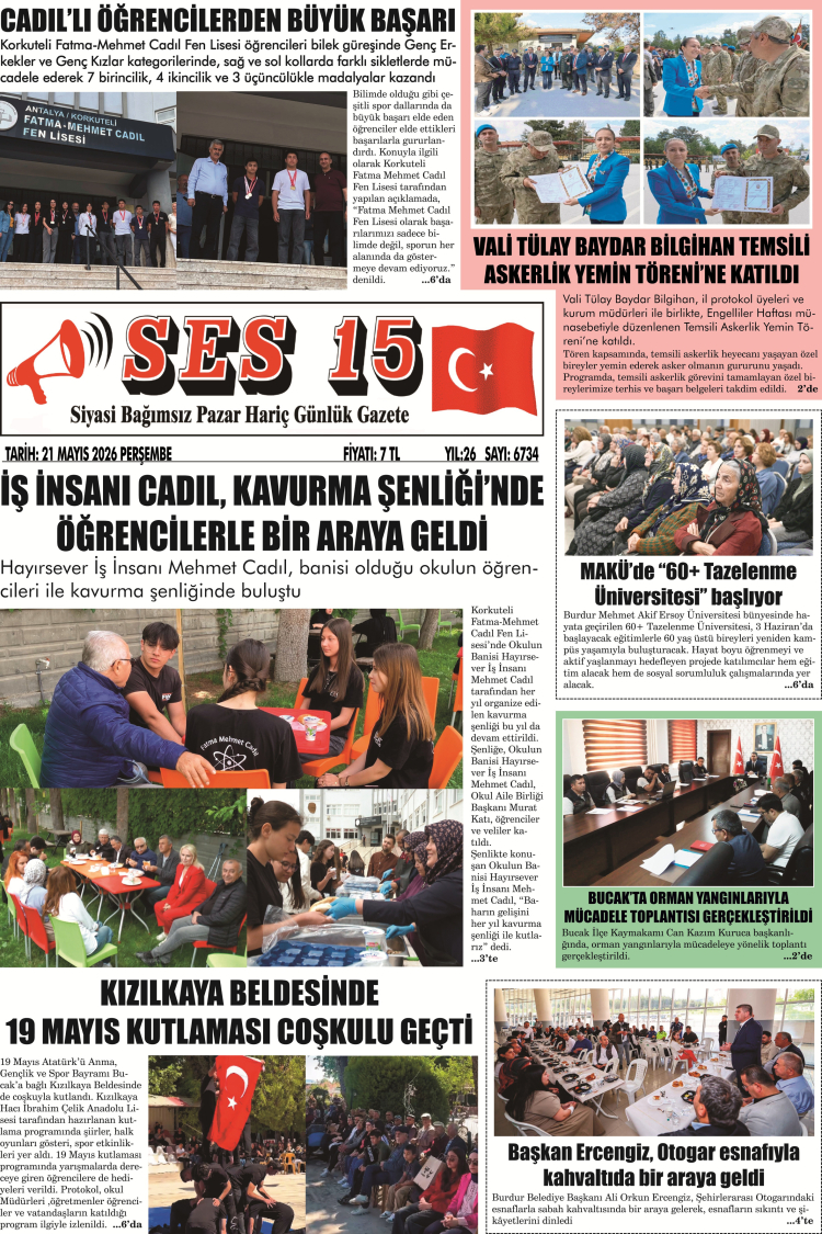 Ses 15 Gazetesi 21 Mayıs 2026