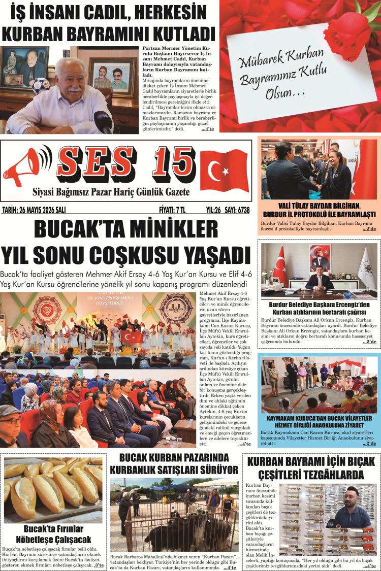 Ses 15 Gazetesi 26 Mayıs 2026