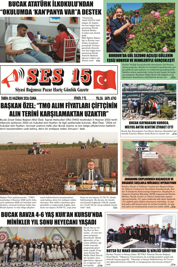Ses 15 Gazetesi 05 Haziran 2026