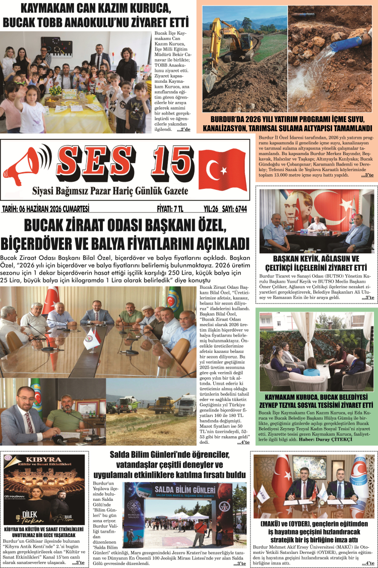 Ses 15 Gazetesi 06 Haziran 2026