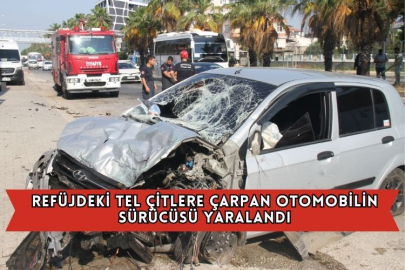 Refüjdeki Tel Çitlere Çarpan Otomobilin Sürücüsü Yaralandı
