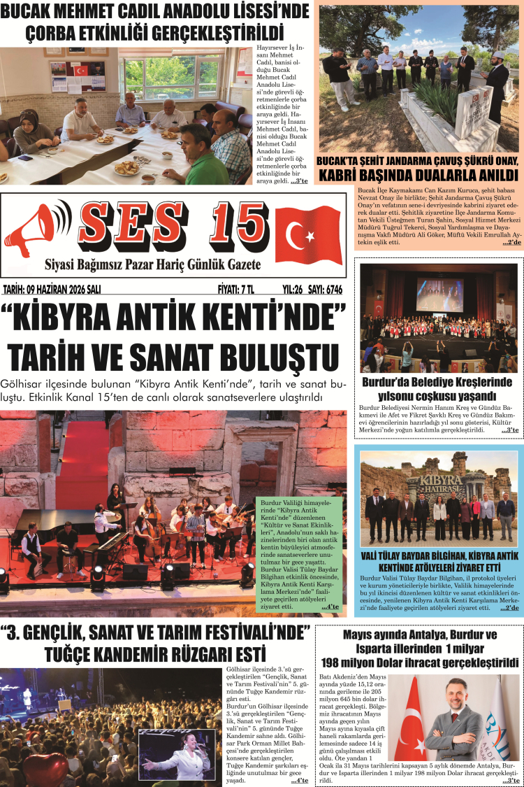 Ses 15 Gazetesi 09 Haziran 2026