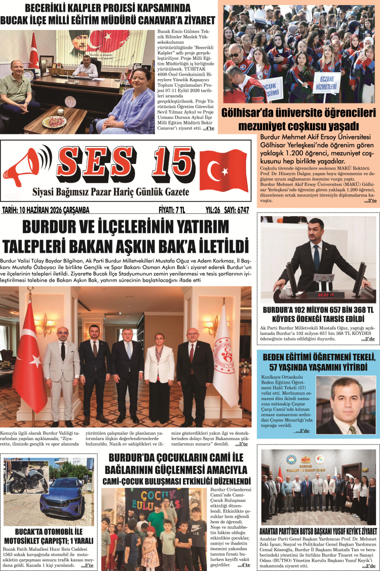 Ses 15 Gazetesi 10 Haziran 2026