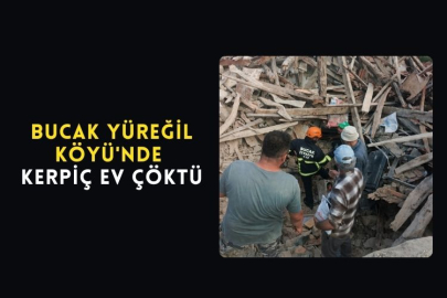 Bucak Yüreğil Köyü'nde Kerpiç Ev Çöktü