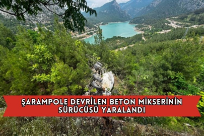 Şarampole Devrilen Beton Mikserinin Sürücüsü Yaralandı