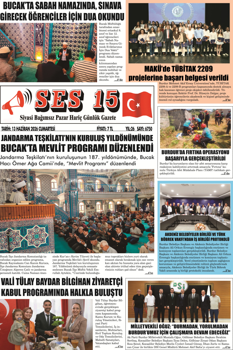 Ses 15 Gazetesi 13 Haziran 2026