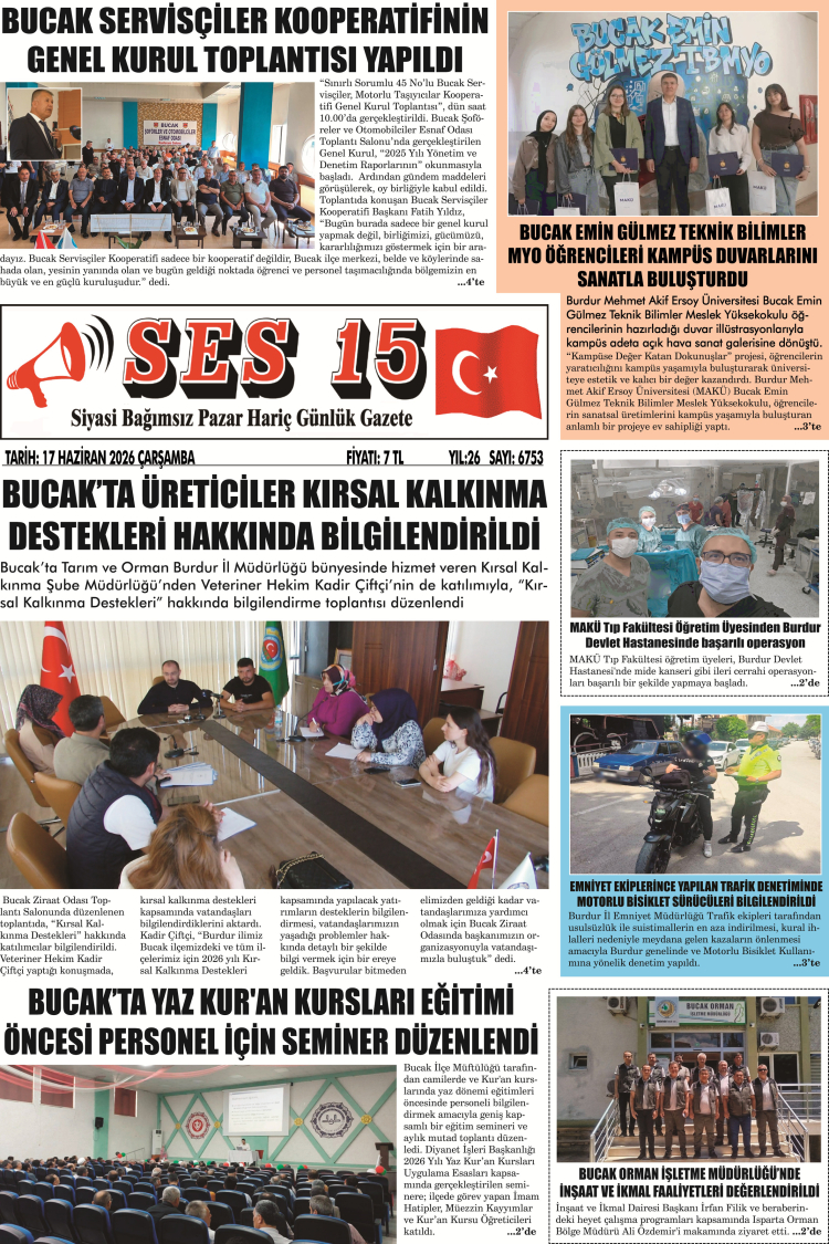 Ses 15 Gazetesi 17 Haziran 2026