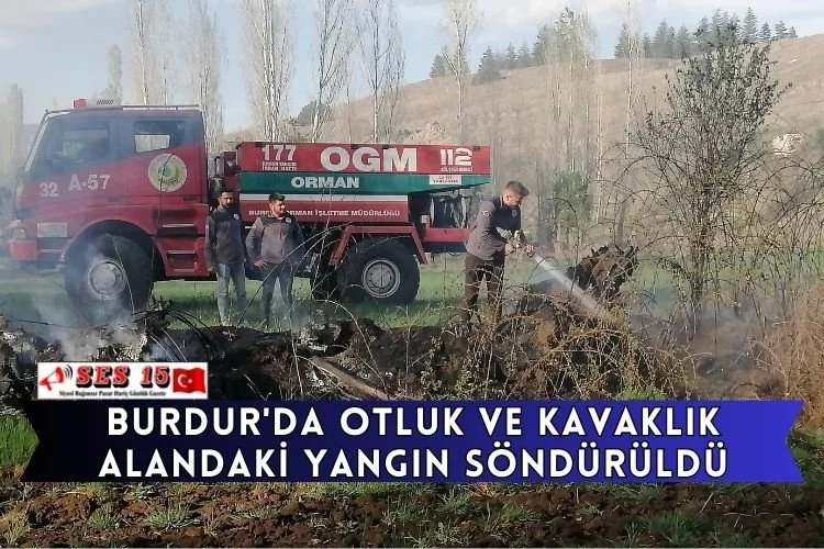 Burdur'da Otluk Ve Kavaklık Alandaki Yangın Söndürüldü