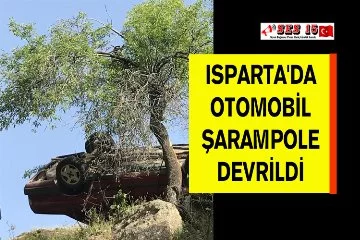 Isparta'da Otomobil Şarampole Devrildi