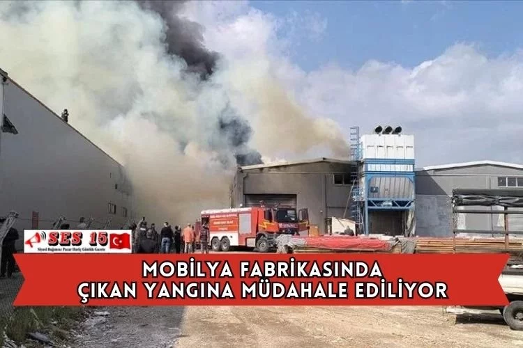 Mobilya Fabrikasında Çıkan Yangına Müdahale Ediliyor